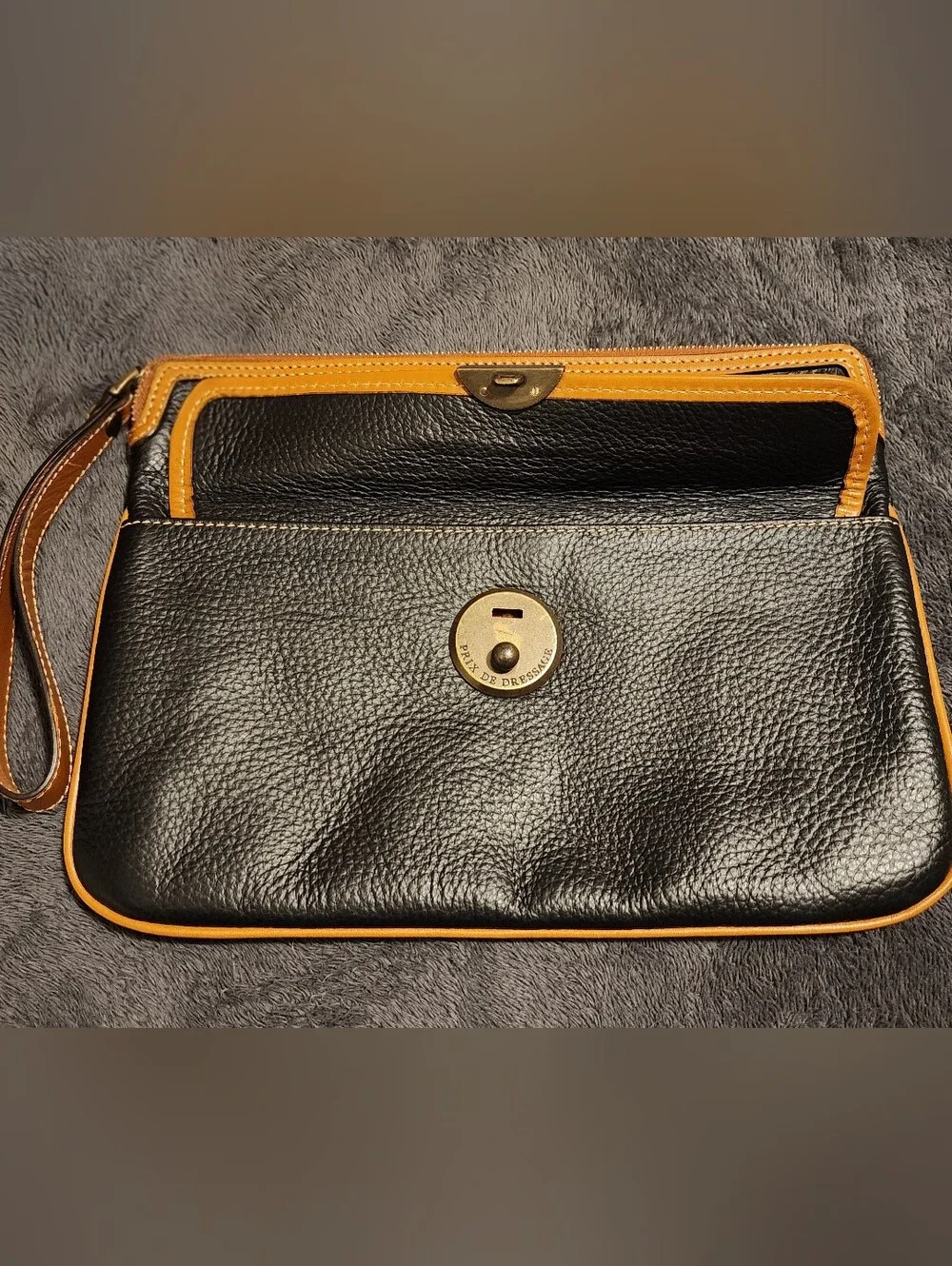 Prix de Dressage Vintage Black Pebbled Leather Equestrian Wristlet